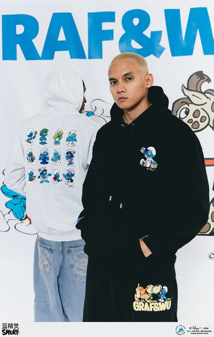 GRAF&WU x Smurfs Hoodie: 12 Character Embroidered Fleece