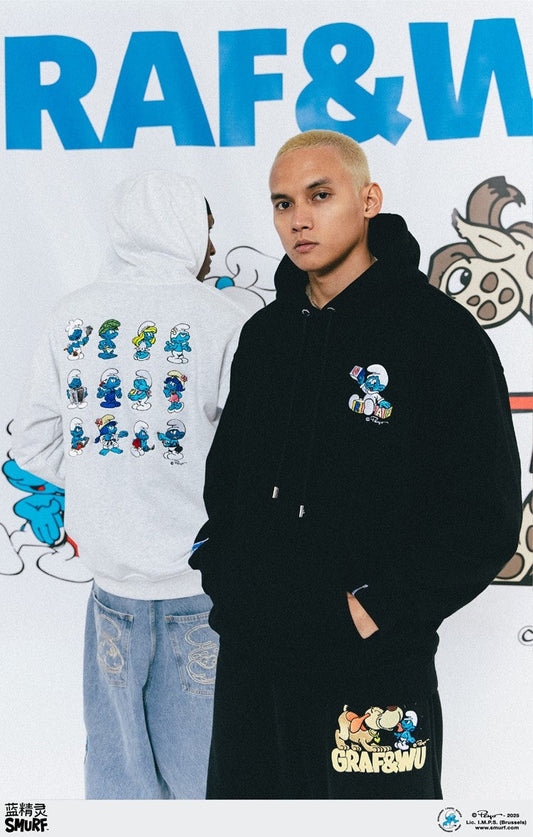 GRAF&WU x Smurfs Hoodie: 12 Character Embroidered Fleece