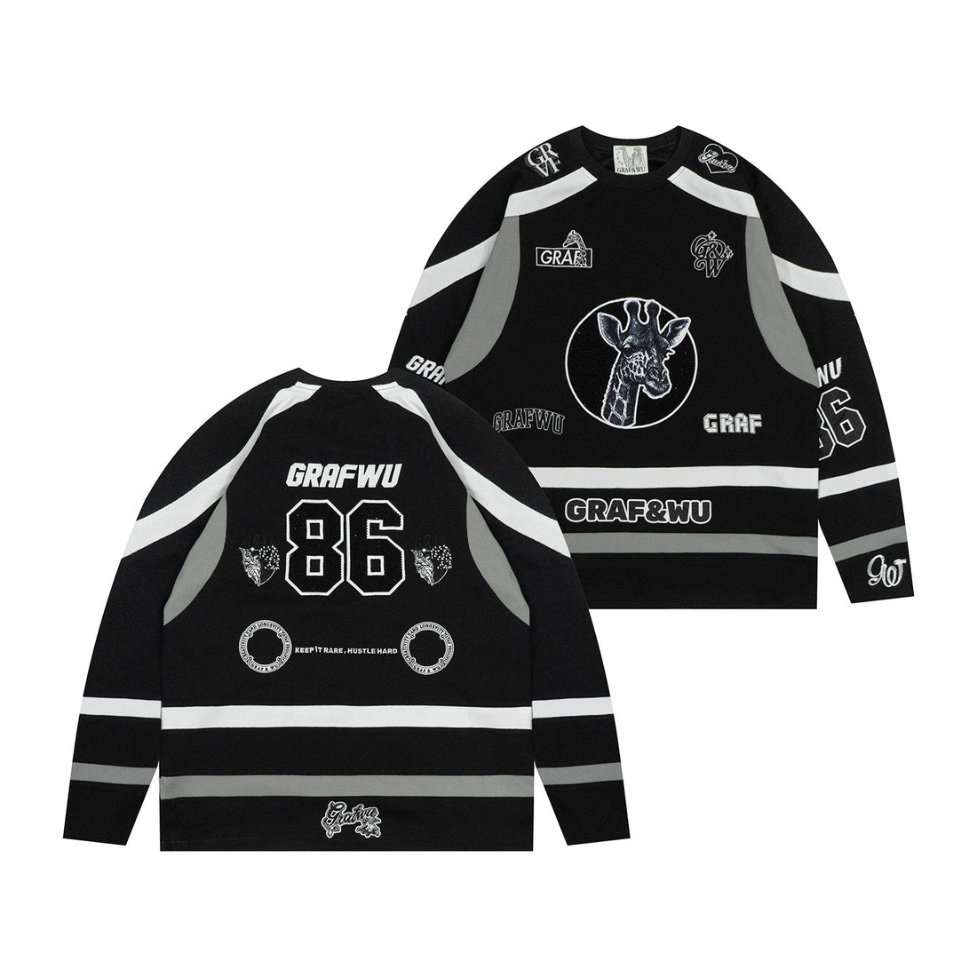 Giraffe Angel Hockey Jersey: Embroidered Rhinestone Design