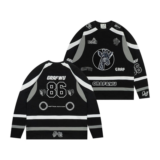 Giraffe Angel Hockey Jersey: Embroidered Rhinestone Design