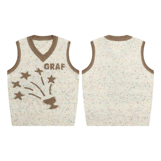 🔥Fashion Drop: GRAF&WU Star Wine Glass Graphic Knit Vest✨