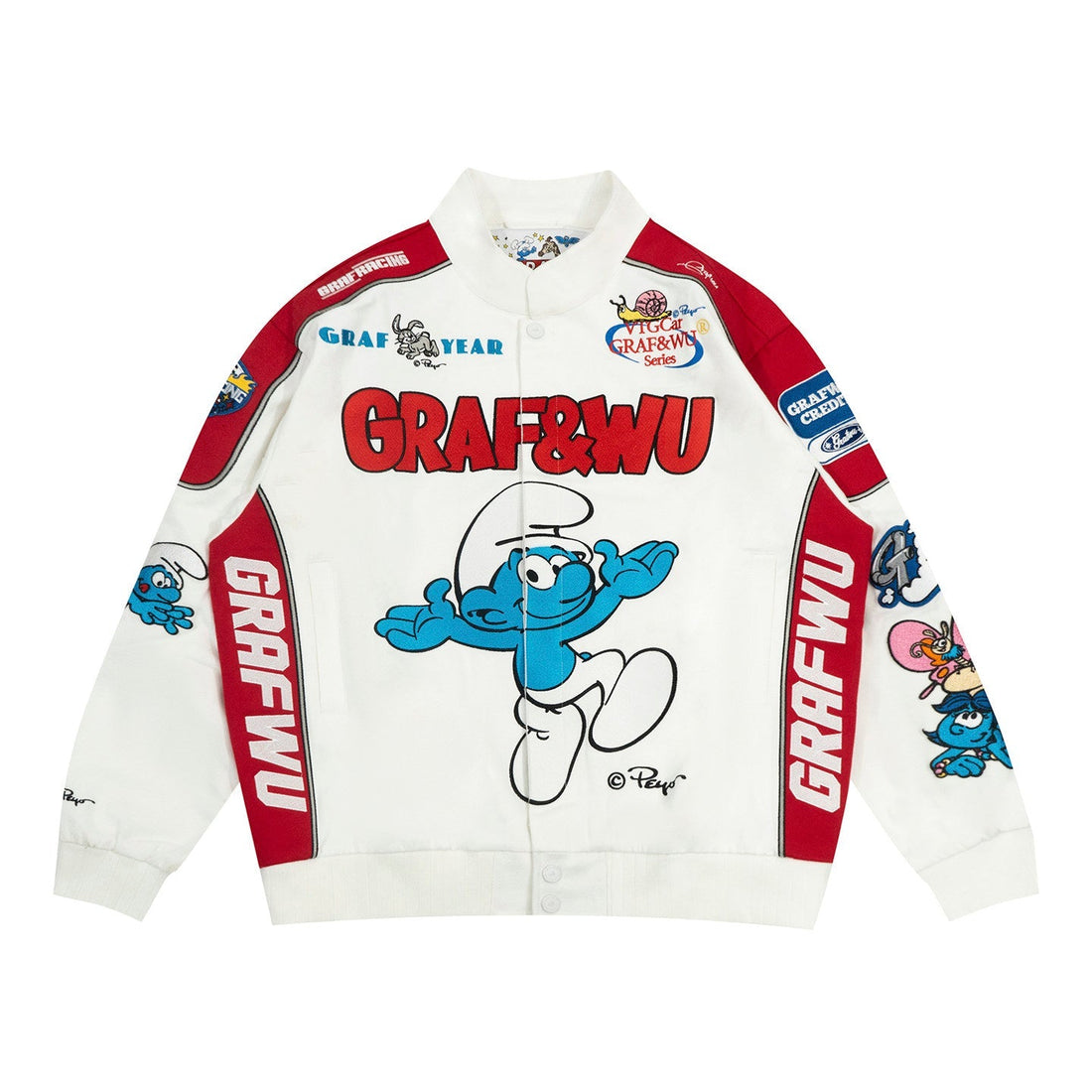 GRAF X SMURF Racing Jacket: Limited Edition Embroidered Streetwear