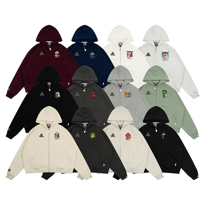GRAF&WU Halloween Medusa Fairy Zombie Kappa Cute Ghost Zip-up Hoodie
