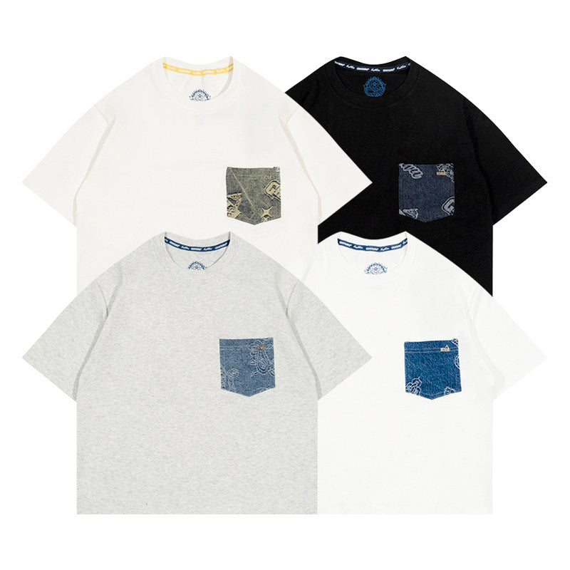 GRAF&WU Denim Pocket Design Retro Hot Girl Fashion T-shirt