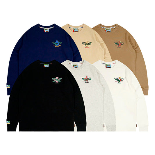 GRAF&WU Embroidered Floral Logo Long Sleeve Tee