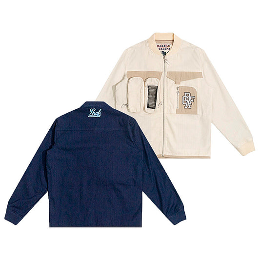GRAF&WU Men’s Utility Work Jacket Spring Canvas Lightweight Tactical Multi-Pocket Coat