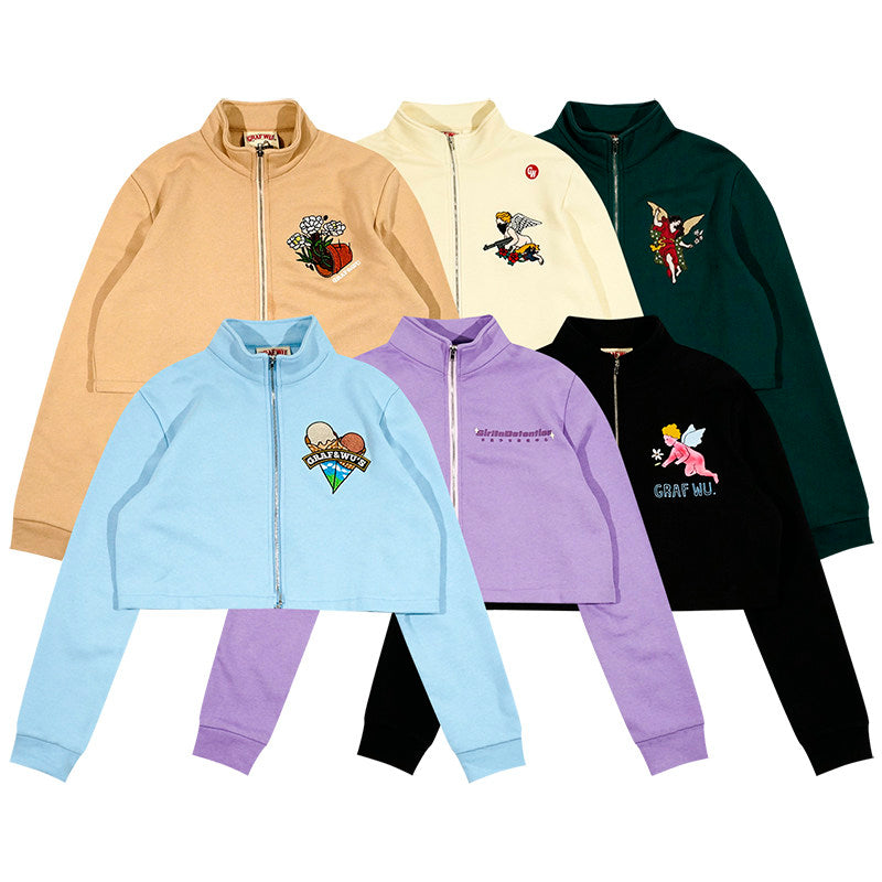 GRAF&WU Angel Goddess Ice Cream Retro Hot Girl Casual Short Top Jacket