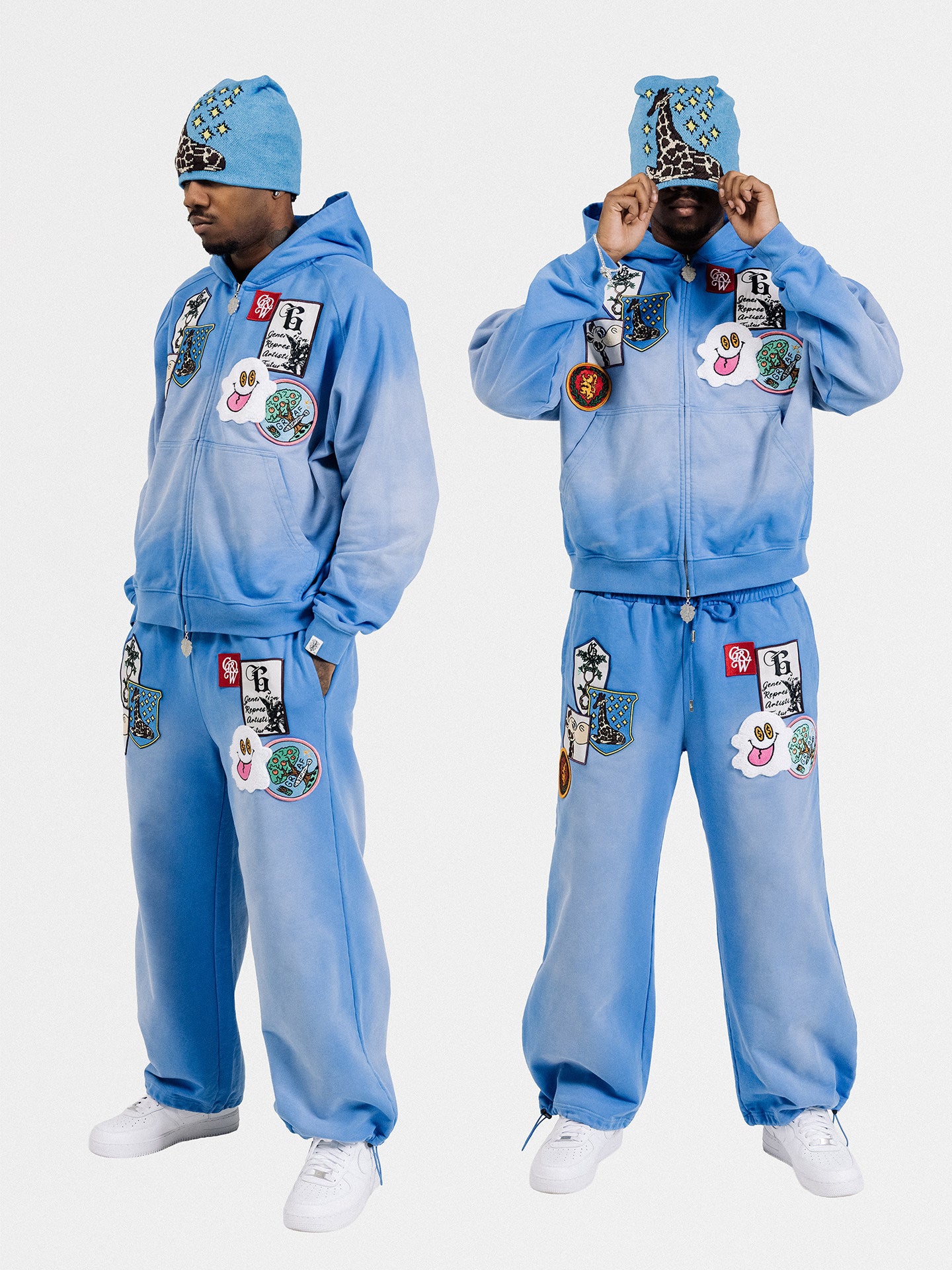 GRAF&WU Badge Character Design Graphic Retro Washed Hoodie
