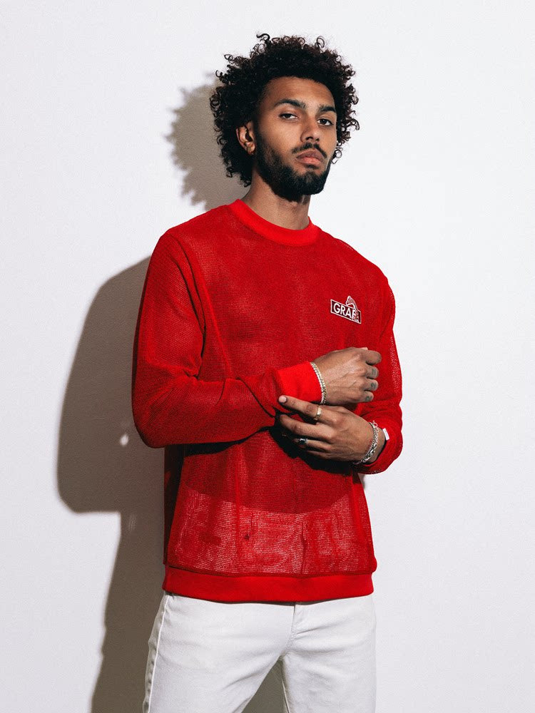 GRAF&WU Brand Embroidered Comfortable Mesh Long sleeve Shirt