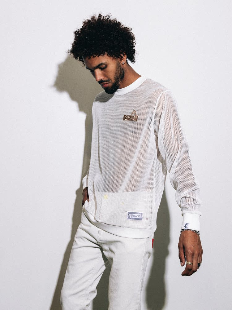 GRAF&WU Brand Embroidered Comfortable Mesh Long sleeve Shirt