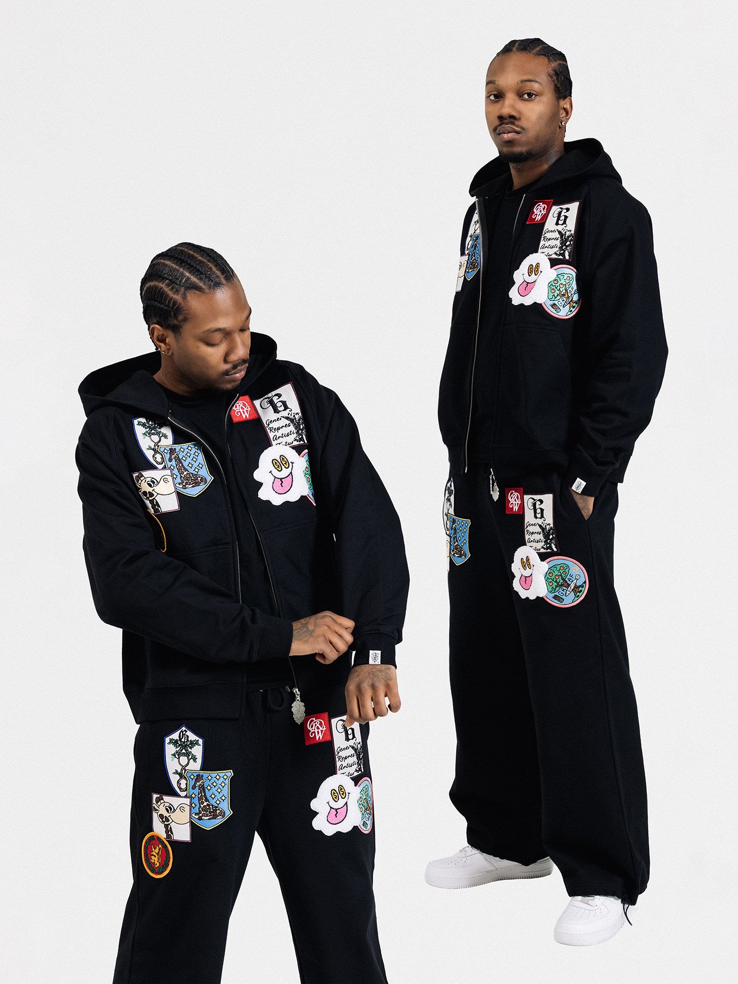 GRAF&WU Badge Character Design Graphic Retro Washed Hoodie