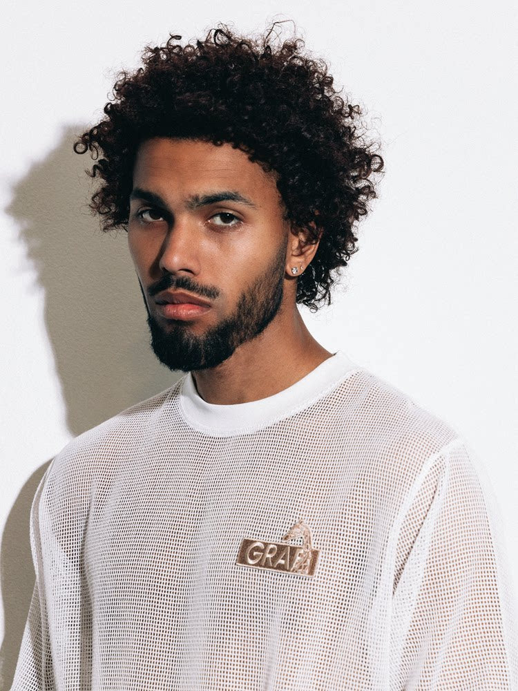 GRAF&WU Brand Embroidered Comfortable Mesh Long sleeve Shirt