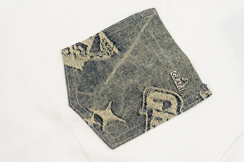 GRAF&WU Denim Pocket Design Retro Hot Girl Fashion T-shirt