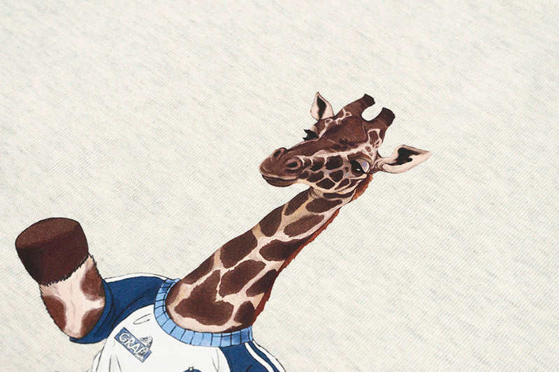 GRAF&WU Football Sports Giraffe Print Embroidered T-shirt