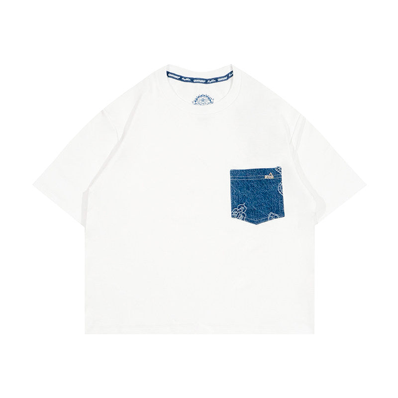 GRAF&WU Denim Pocket Design Retro Hot Girl Fashion T-shirt