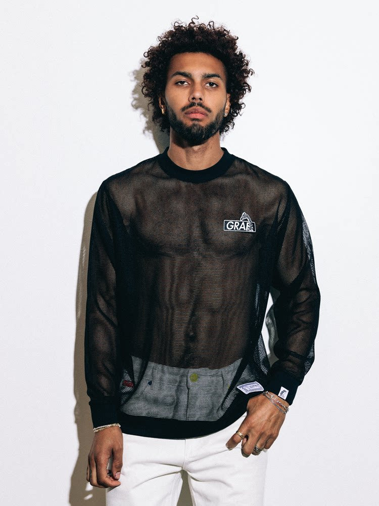 GRAF&WU Brand Embroidered Comfortable Mesh Long sleeve Shirt