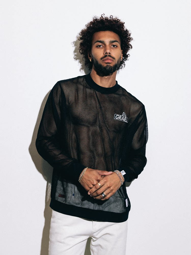 GRAF&WU Brand Embroidered Comfortable Mesh Long sleeve Shirt