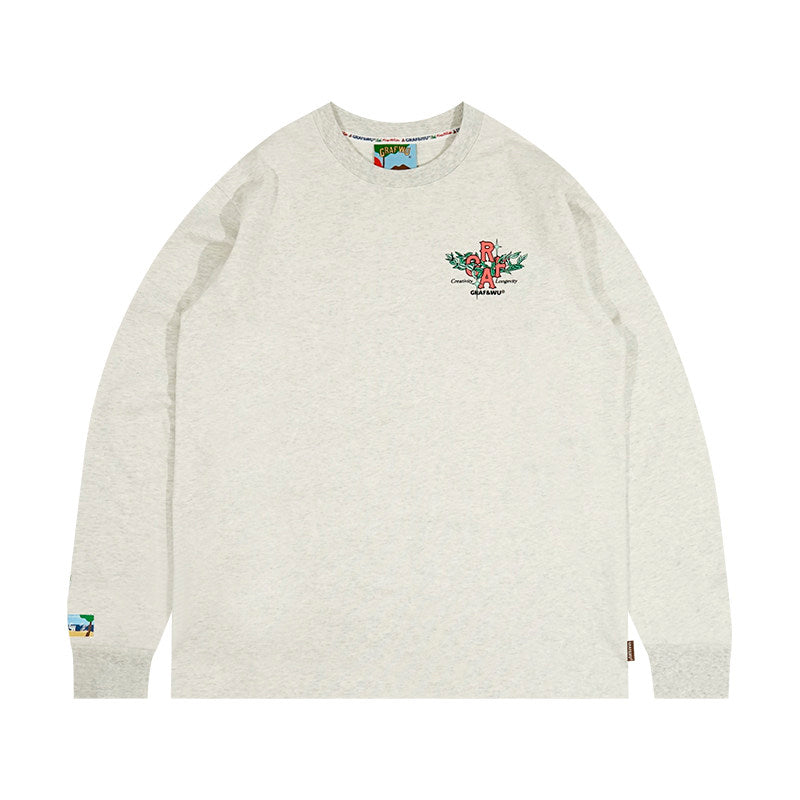 GRAF&WU Embroidered Floral Logo Long Sleeve Tee