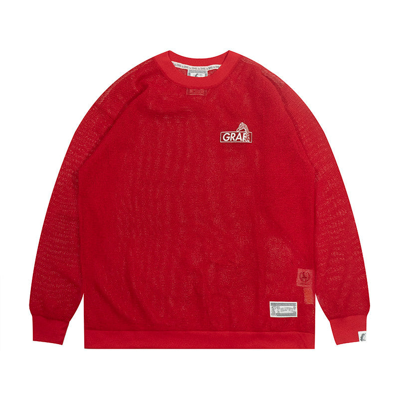 GRAF&WU Brand Embroidered Comfortable Mesh Long sleeve Shirt