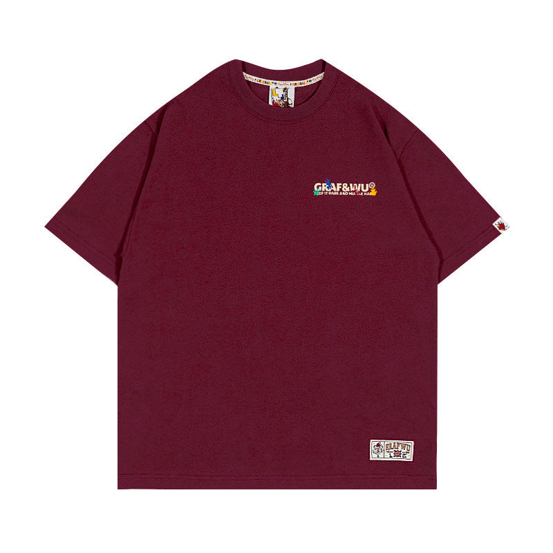 GRAF&WU Brand Letter Print Fashion 100% Cotton T-shirt