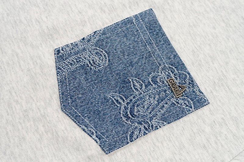 GRAF&WU Denim Pocket Design Retro Hot Girl Fashion T-shirt