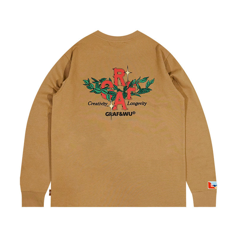 GRAF&WU Embroidered Floral Logo Long Sleeve Tee