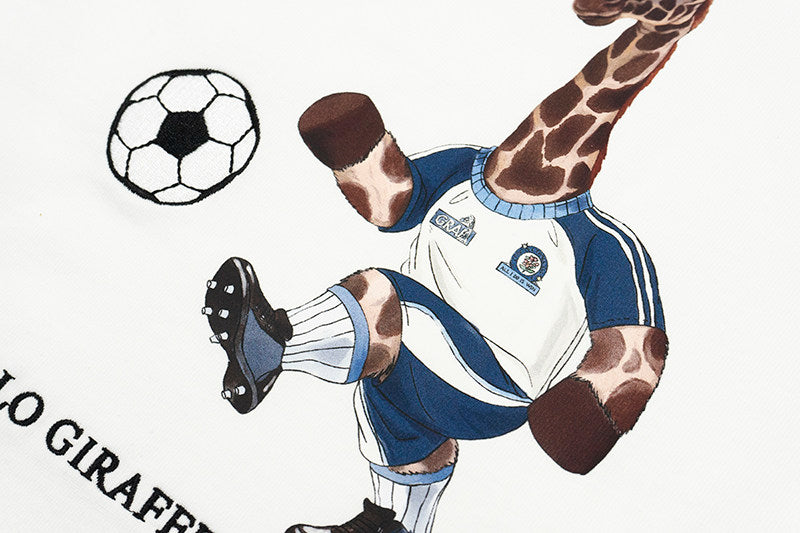 GRAF&WU Football Sports Giraffe Print Embroidered T-shirt