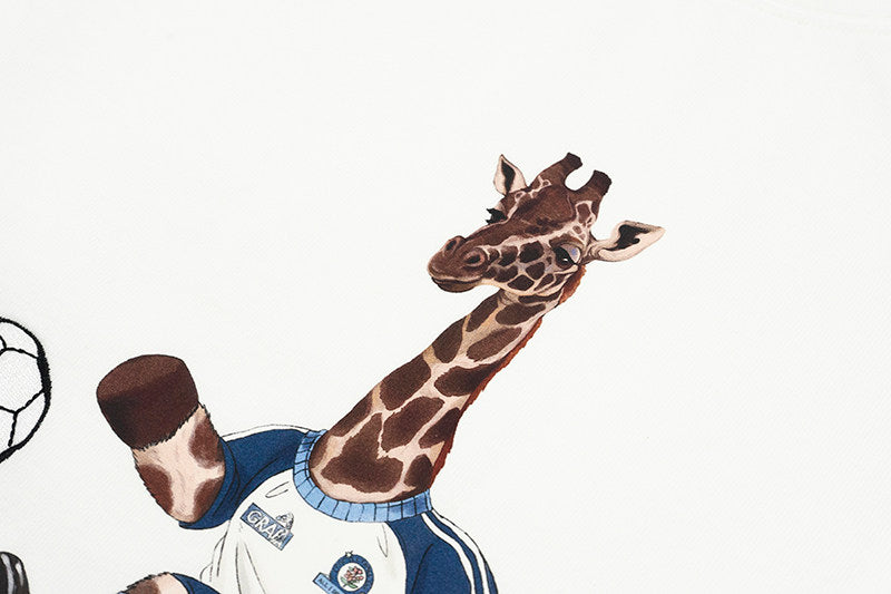 GRAF&WU Football Sports Giraffe Print Embroidered T-shirt