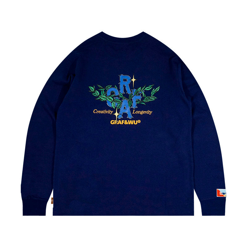 GRAF&WU Embroidered Floral Logo Long Sleeve Tee