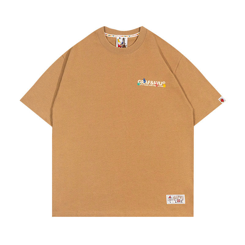 GRAF&WU Brand Letter Print Fashion 100% Cotton T-shirt