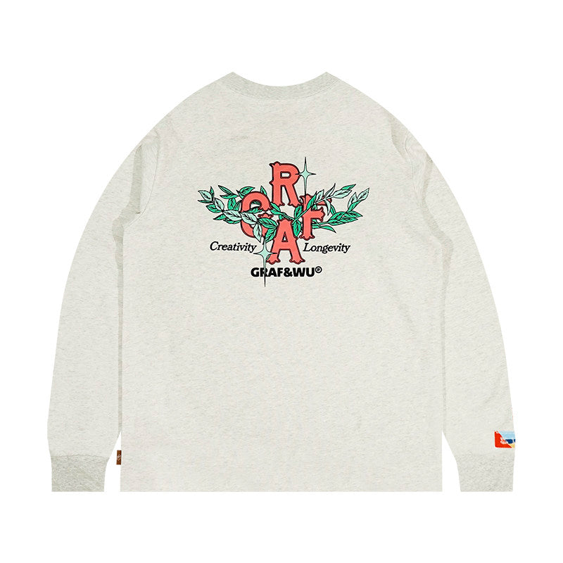 GRAF&WU Embroidered Floral Logo Long Sleeve Tee