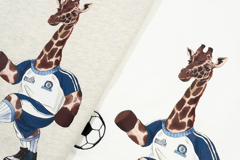 GRAF&WU Football Sports Giraffe Print Embroidered T-shirt