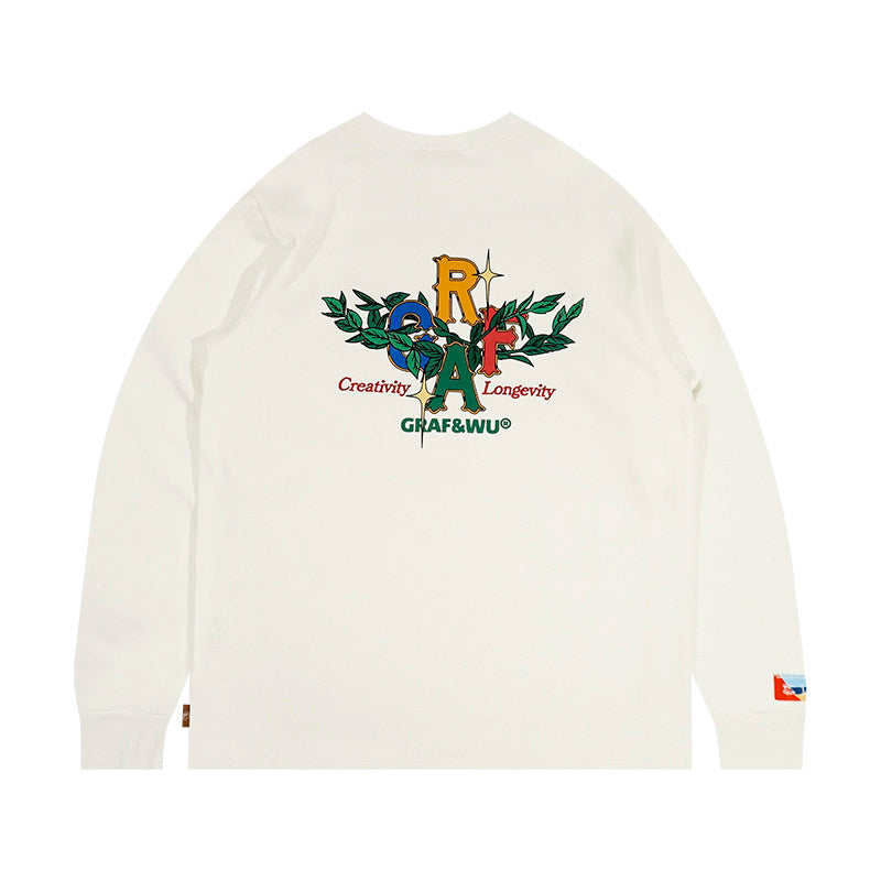 GRAF&WU Embroidered Floral Logo Long Sleeve Tee