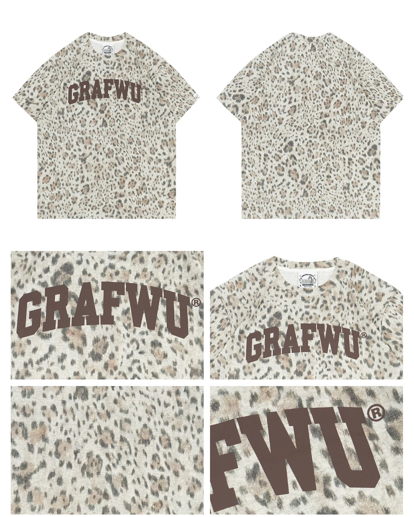 GRAF&WU Mini Floral Leopard Camouflage Print Cotton T-shirt