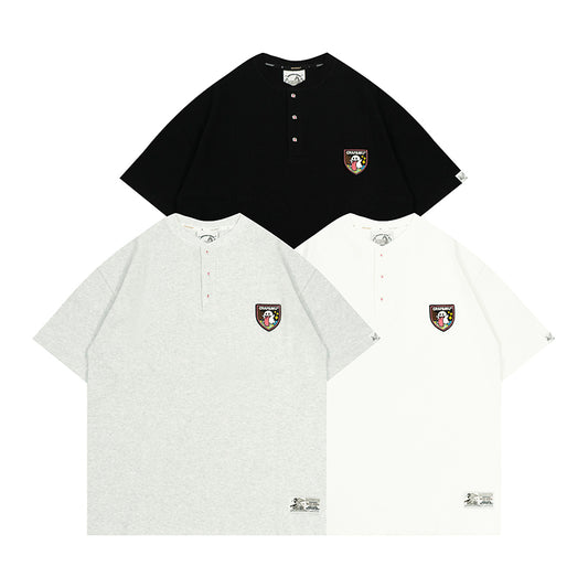 GRAFWU Cute Ghost Buttons and Retro Henry Collar T-Shirts