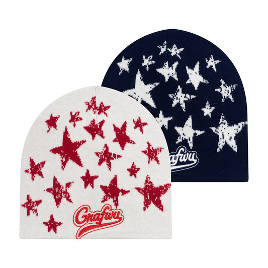 GRAF&WU Retro Star Design Trend Y2K Fashion Knitted Hat