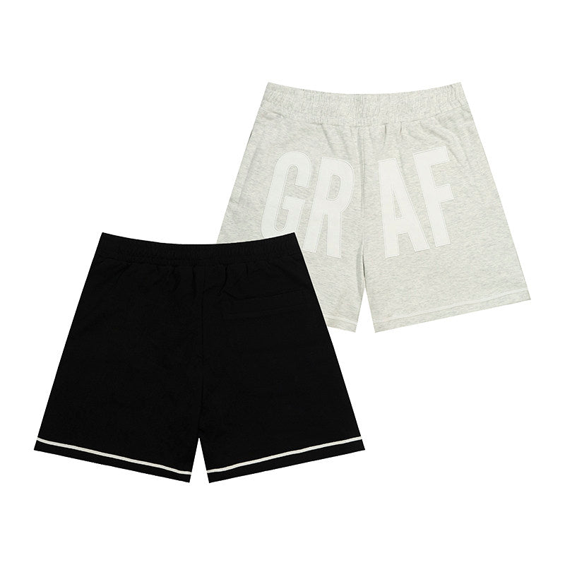GRAF&WU Letter Embroidered Streetwear Loose Sports Shorts