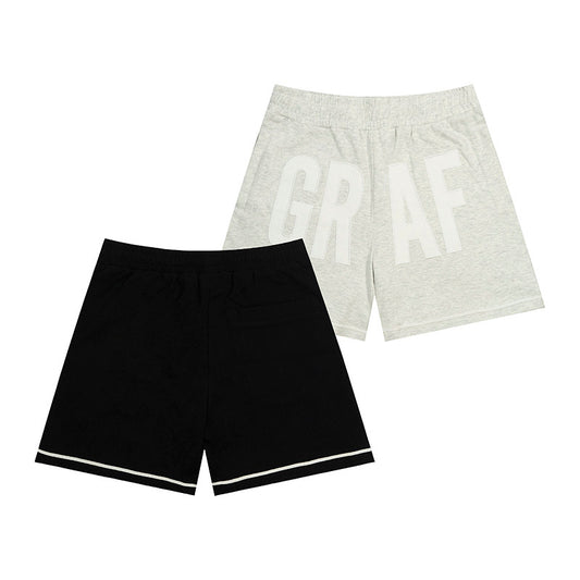 GRAF&WU Letter Embroidered Streetwear Loose Sports Shorts