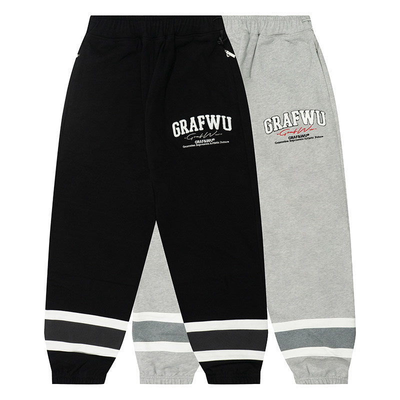 GRAF&WU Fashion Letter Embroidered Fleece Sweatpants