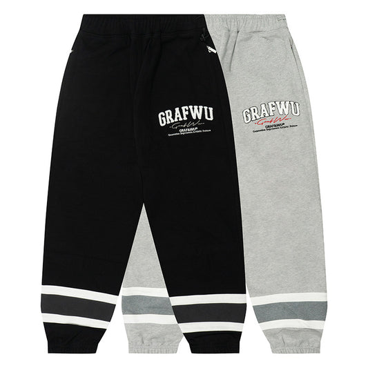 GRAF&WU Fashion Letter Embroidered Fleece Sweatpants