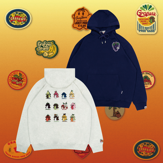 GRAF&WU Fruit Party 12 Embroidery Cute Ghost Hoodie
