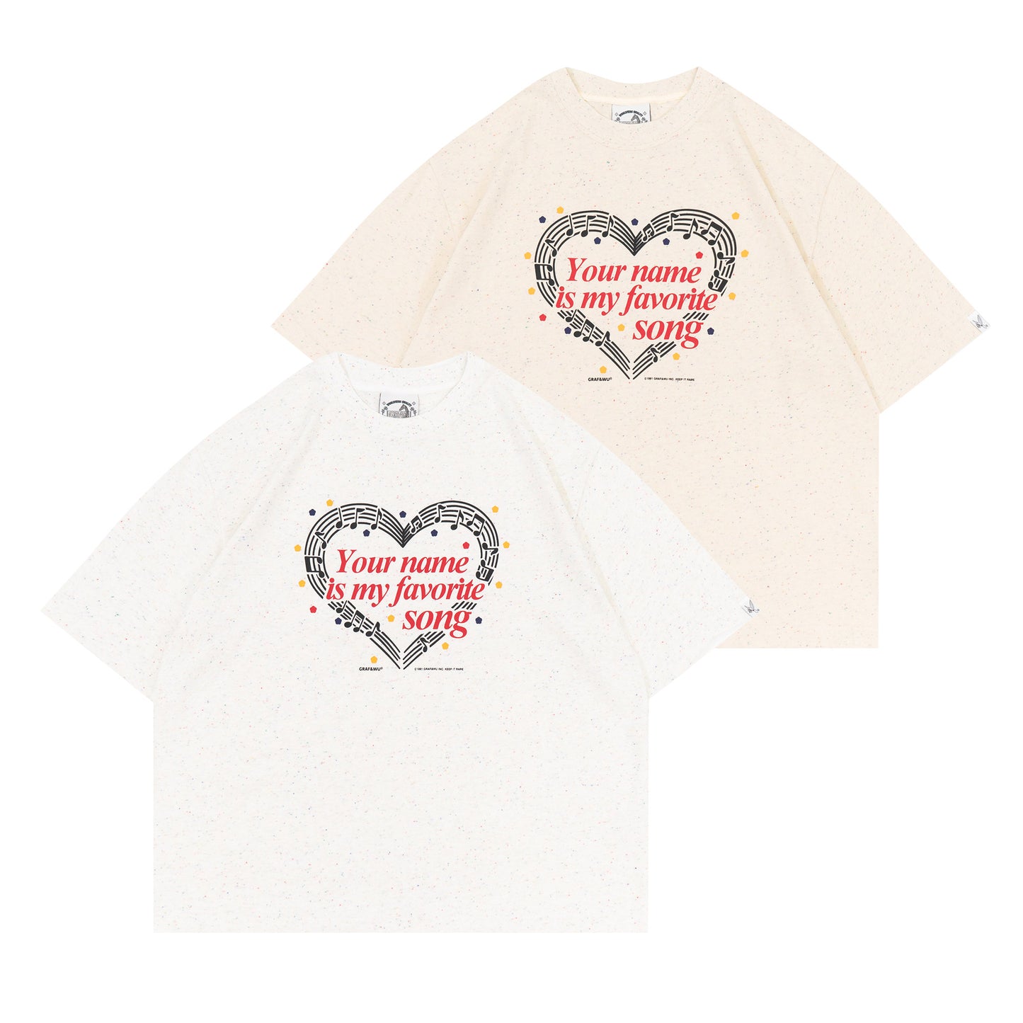 GRAF&WU Musical Notes Sweet words Print Boxy Cropped T-shirt