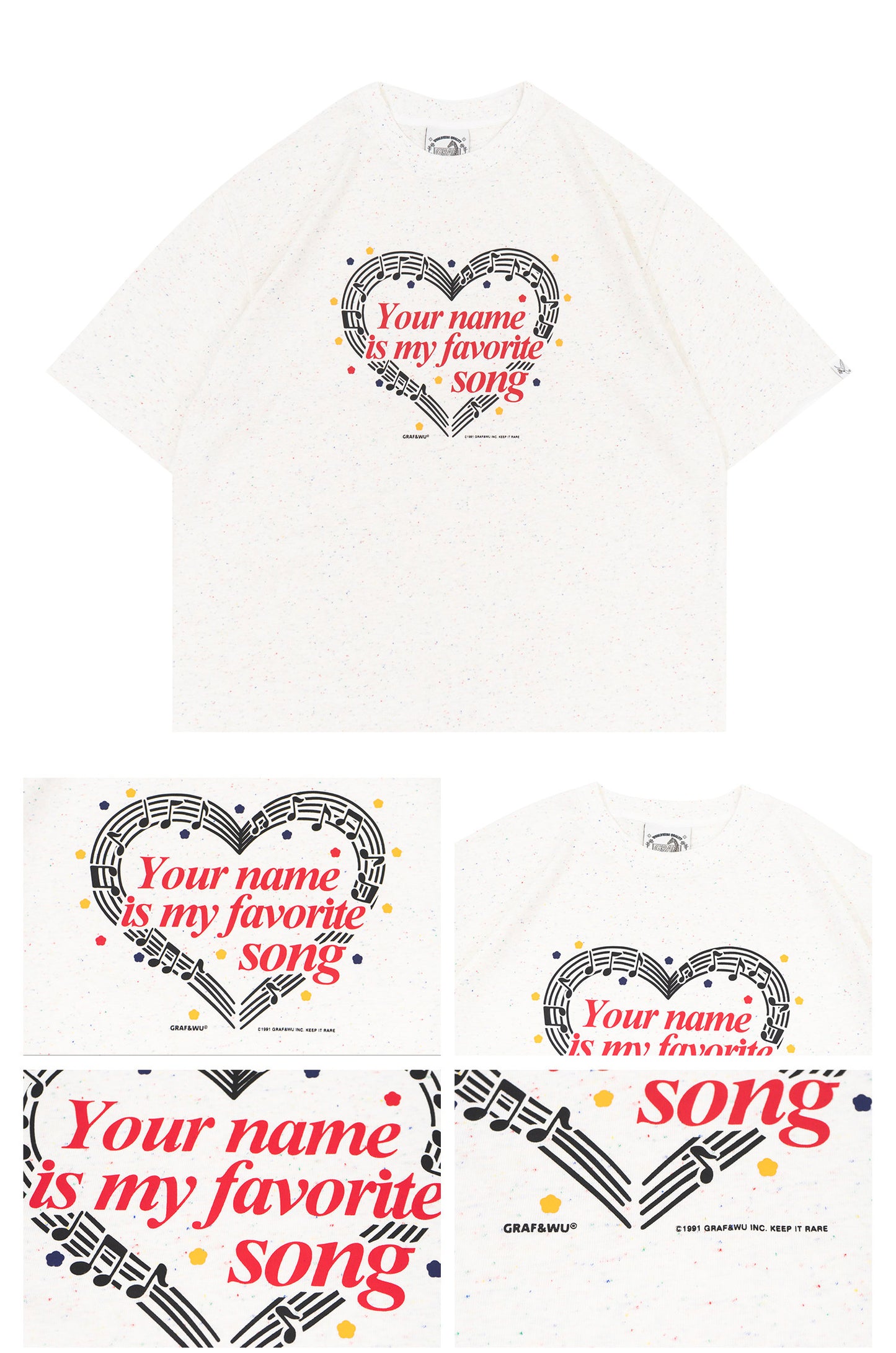 GRAF&WU Musical Notes Sweet words Print Boxy Cropped T-shirt