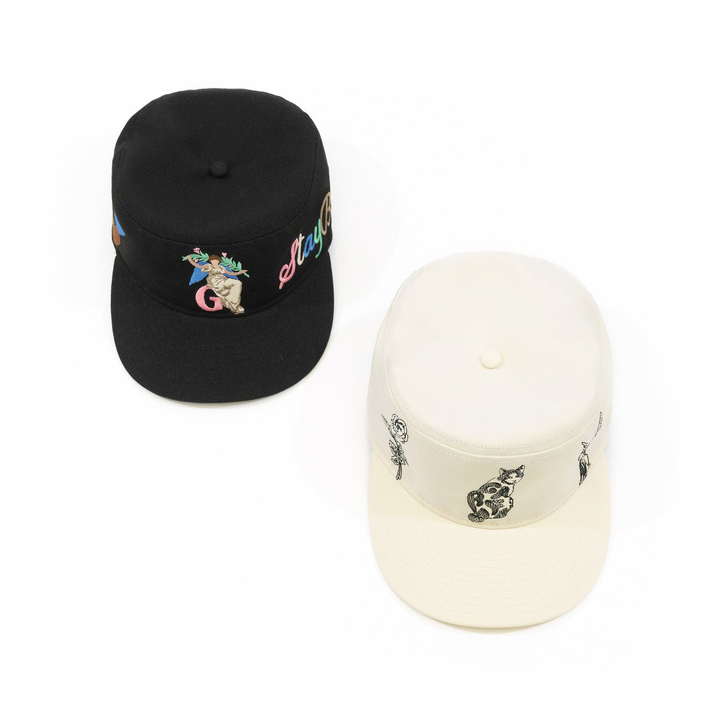 GRAF&WU Cat Goddess Stay Blessed Banknote Embroidered Flat-Top  Cap
