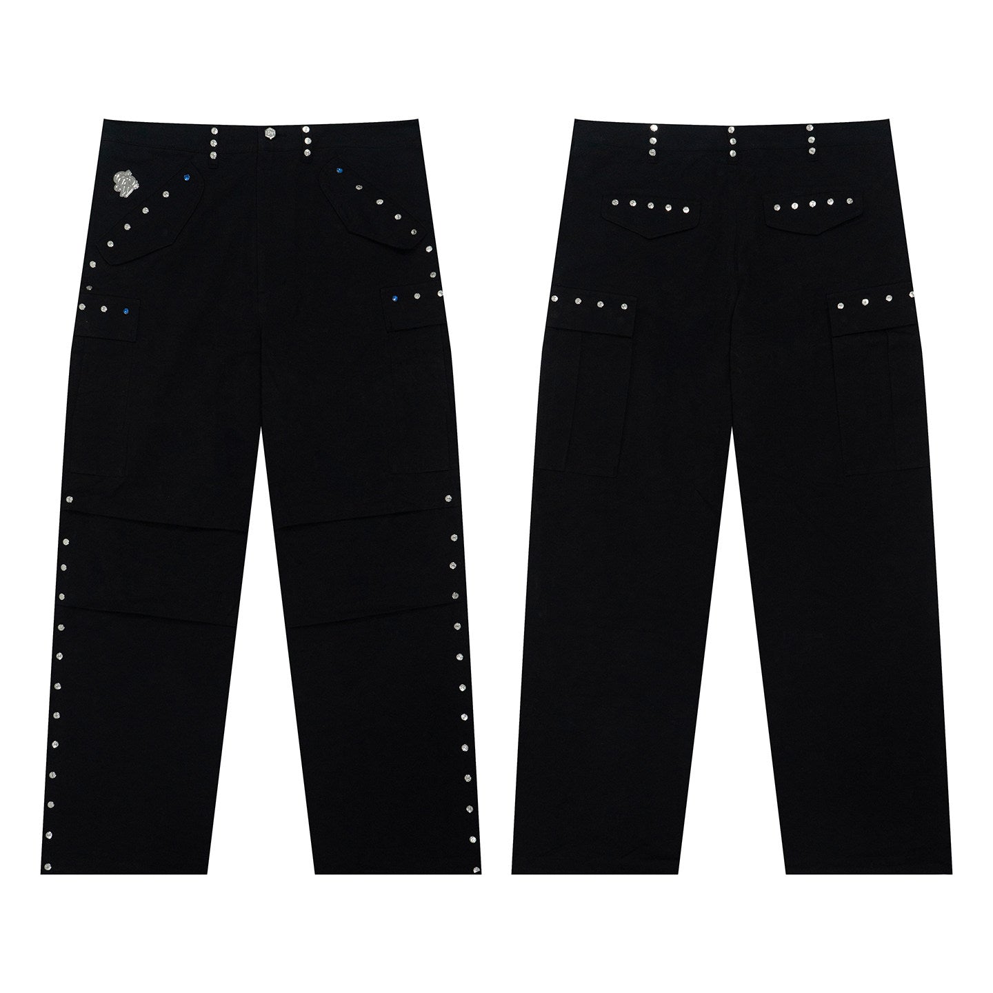 GRAF&WU Riveted Blue Rhinestone design Streetwear M65 Pants
