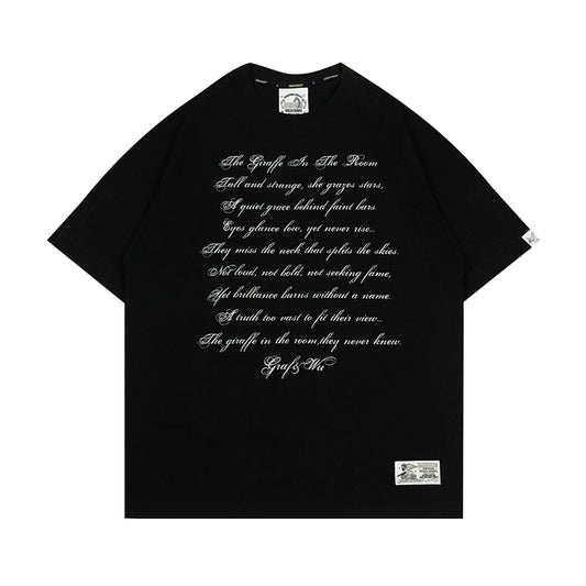 GRAFWU Giraffe In The Black Room Poem T-Shirts