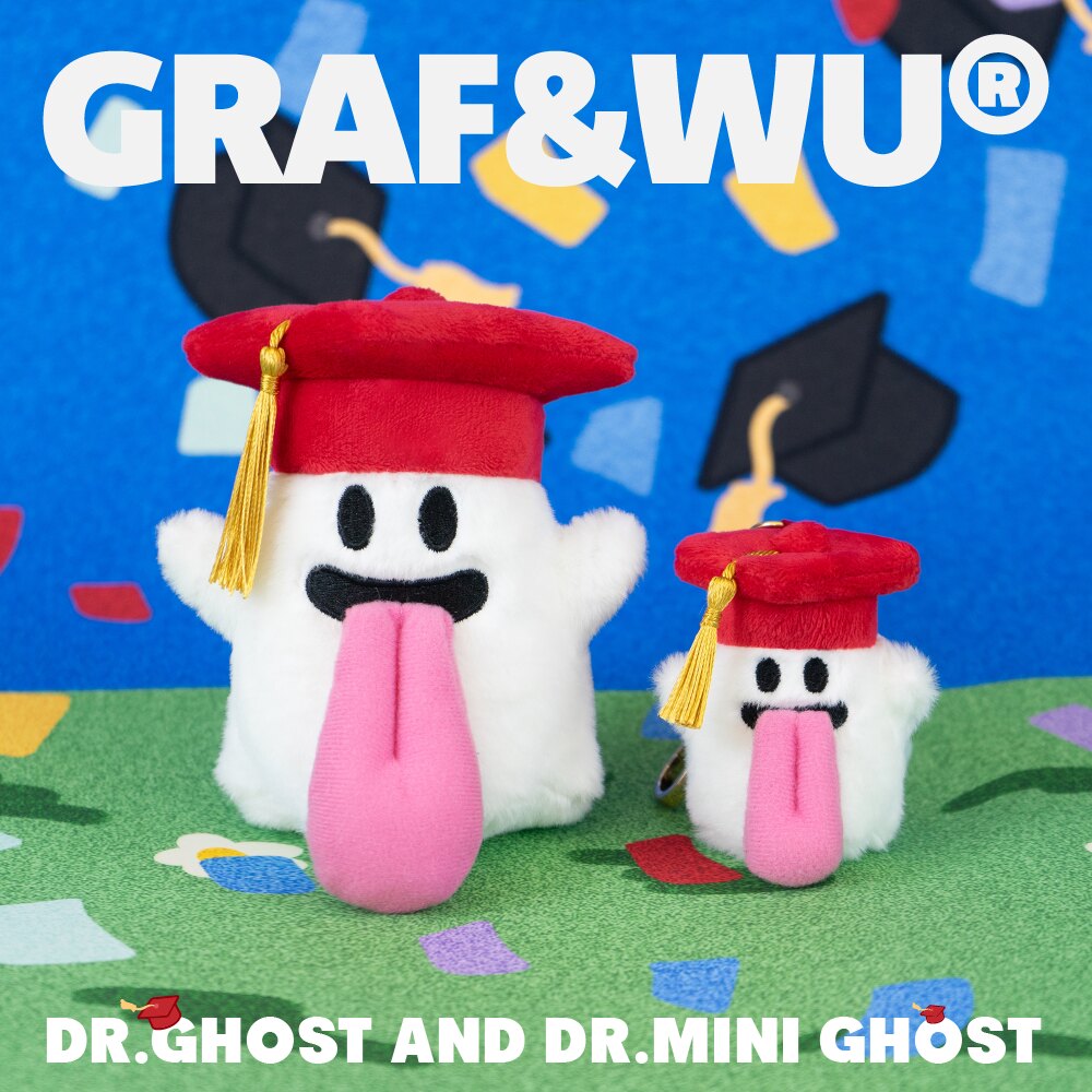 GRAF&WU Graduate Cute Ghost Doll Bag Charm Collectible Graduation Gift