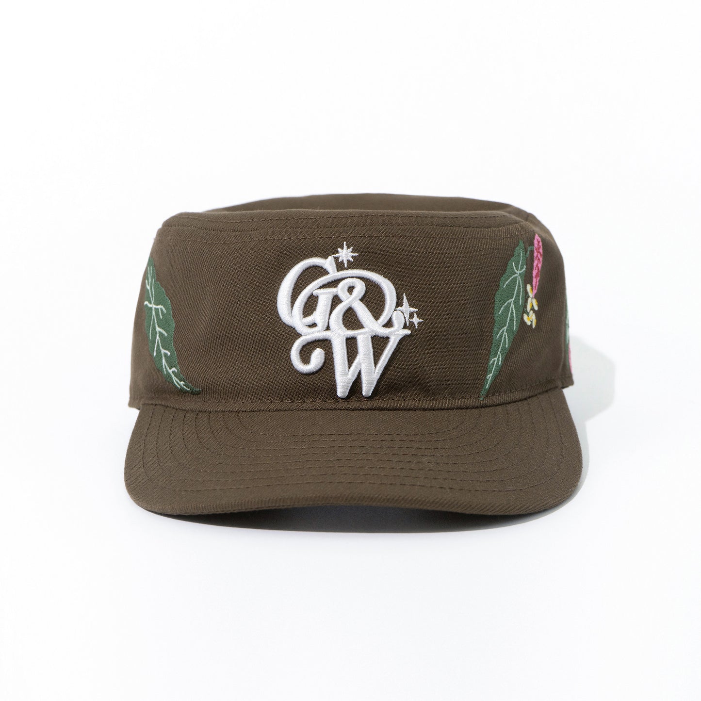 GRAF&WU Houndstooth Design Green Plant Embroidery Streetwear Cap