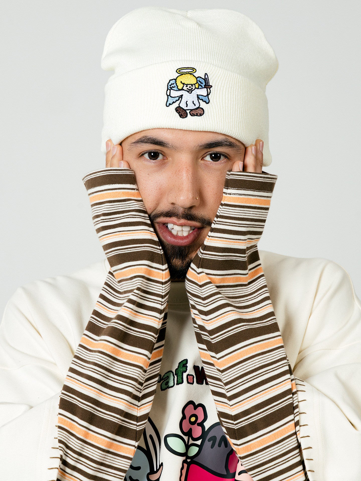 GRAF&WU Cartoon Demon Angel Colorful Embroidered Hip Hop Wool Hat