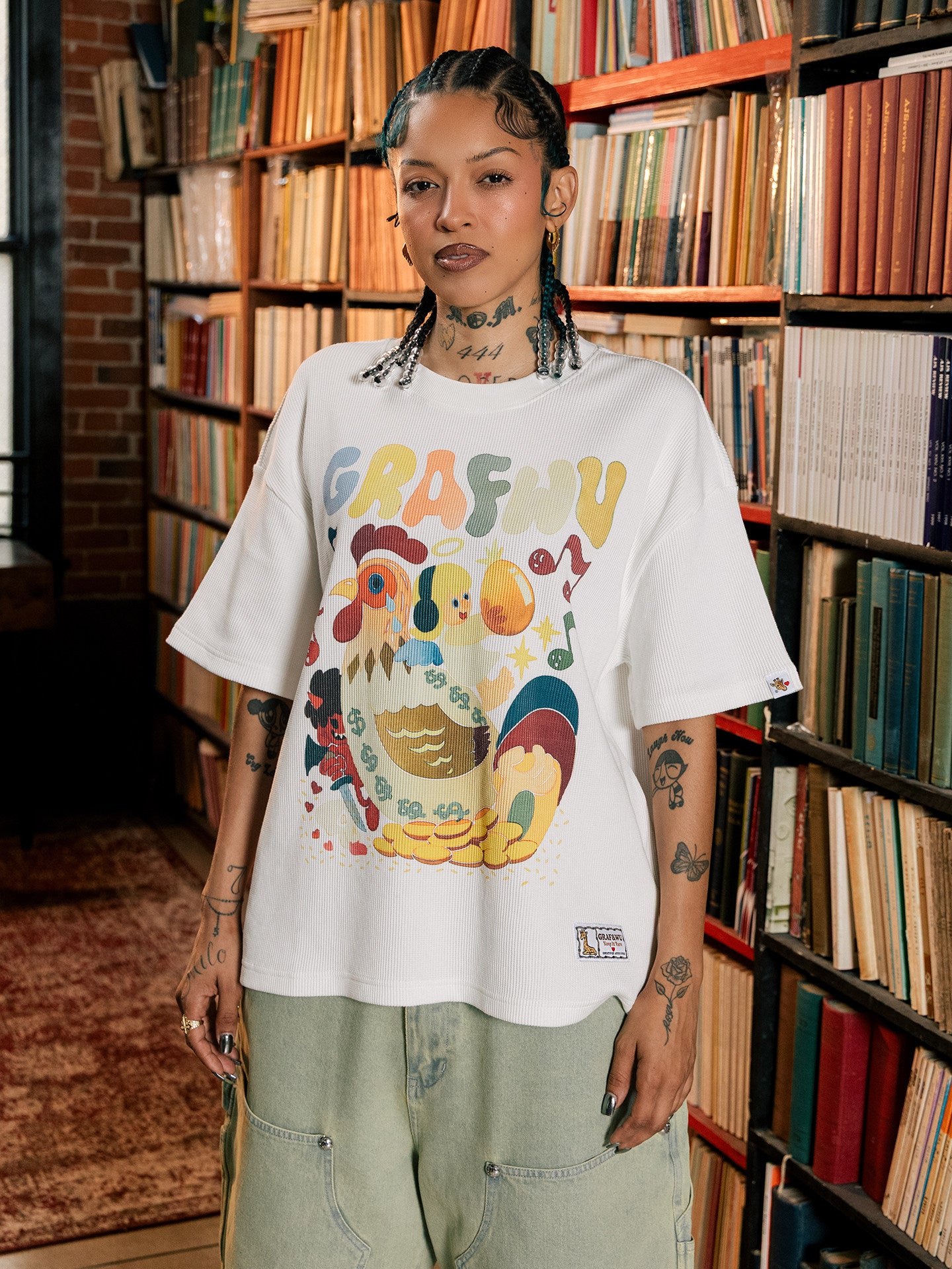 GRAF&WU Giraffe Fable Killing the Egg-Laying Goose Streetwear Casual T-Shirt